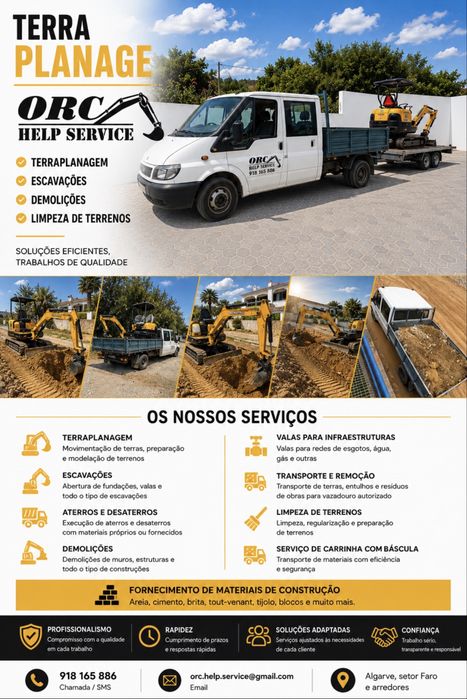 Terraplanagem • Escavações • Demolições • Limpeza de Terrenos