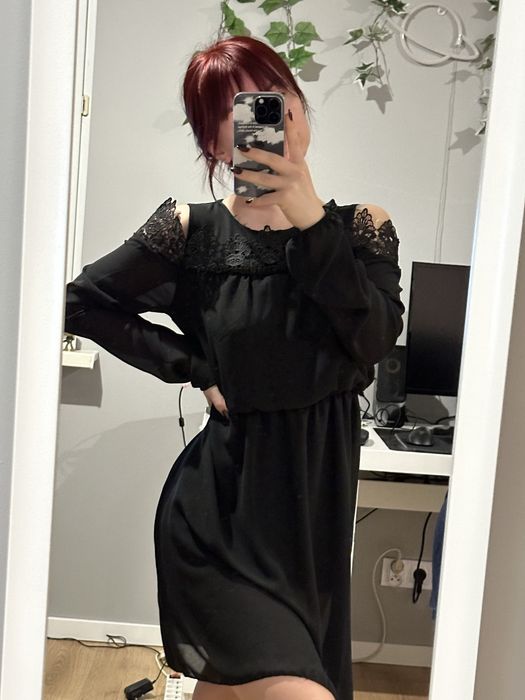 Czarna sukienka koronka y2k alternative emo aesthetic vintage XS/34