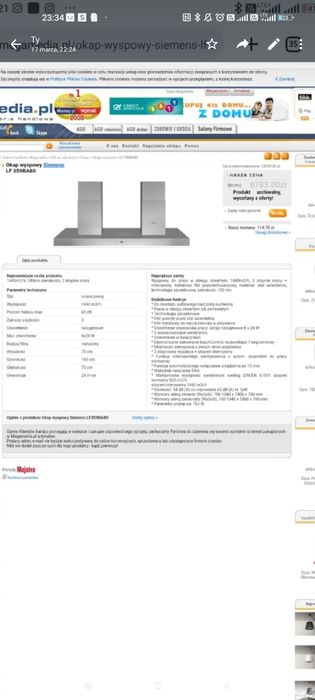 Okap kuchenny nad wyspę Siemens duży używany stan idealny.