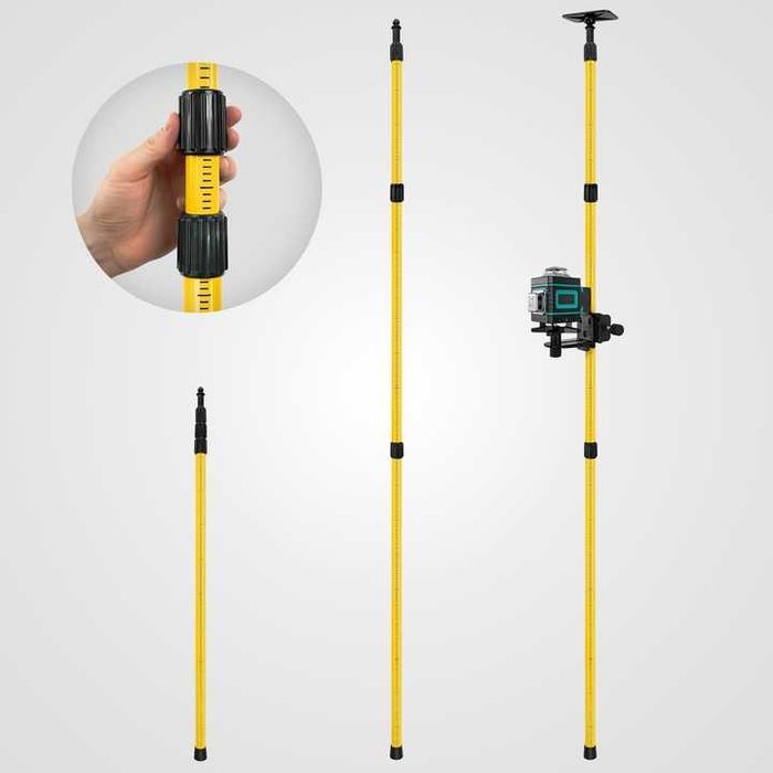 ZESTAW STATYW rozporowy tyczka do lasera krzyżowego poziomicy adapter