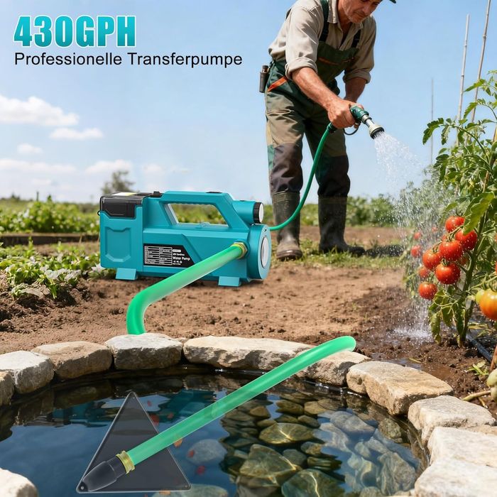 Бездротовий водяний насос 18V 430GPH з акумуляторним живленням. Помпа.