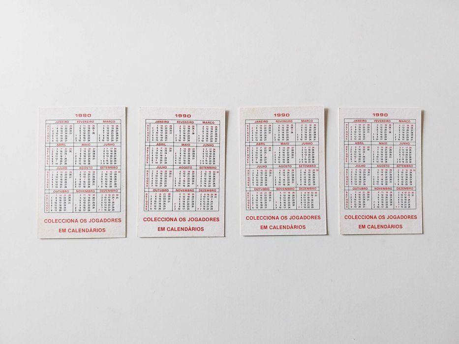 4 calendários JOGADORES DA 1ª DIVISÃO 1990 futebol | lote