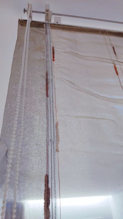 Cortina organza estore + portiers seda selvagem com varão meta