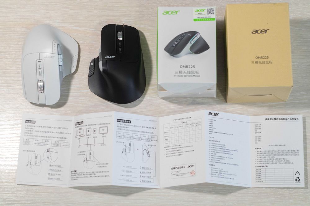 Миша ACER OMR225 (black), безшумна, RGB