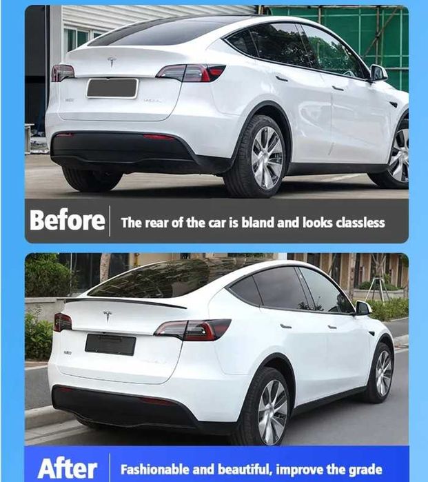 Spoiler aileron lip mala preto brilhante Tesla Model 3 e Model Y