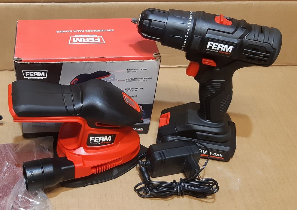 Wkrętarka, szlifierka oscylacyjna Ferm 20v + gratis