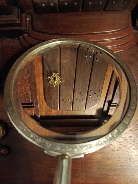 Grande espelho Biselado de mão Prata Portuguesa Contrastada 833 25 cm