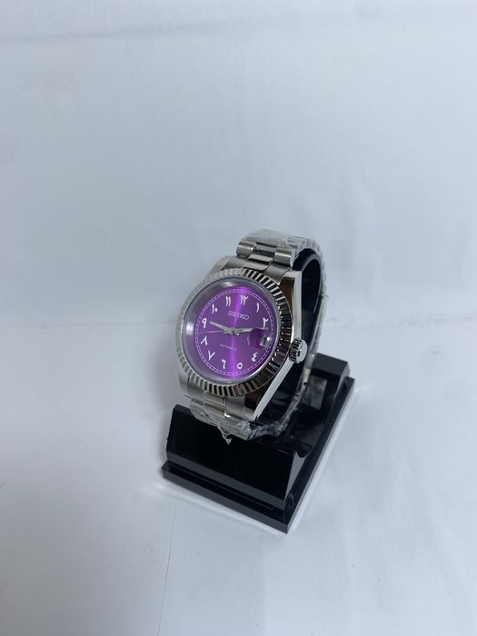 Zegarek automatyczny Seiko mod datejust arabic nh35 violet fiolet 40mm
