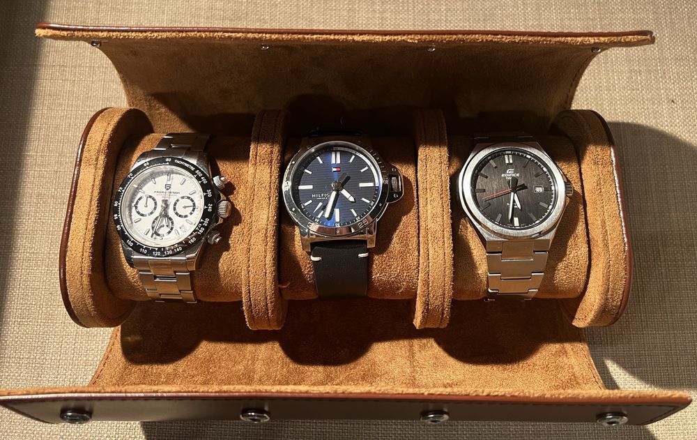 Eleganckie Etui Rolka na 3 Zegarki – Skóra PU, Podróżne/Organizer