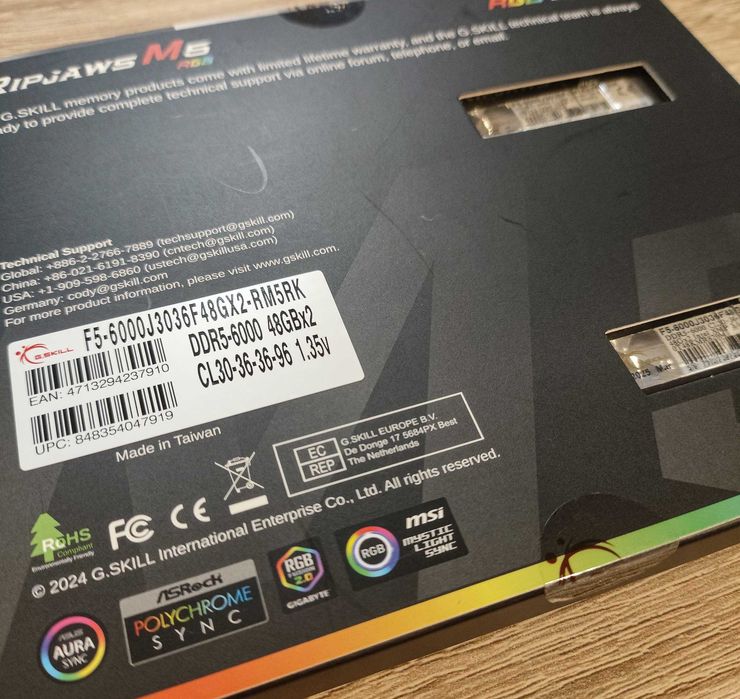Pamięć nowa G.Skill Ripjaws M5 RGB DDR5 96 GB 2x48G 6000MHz CL30
