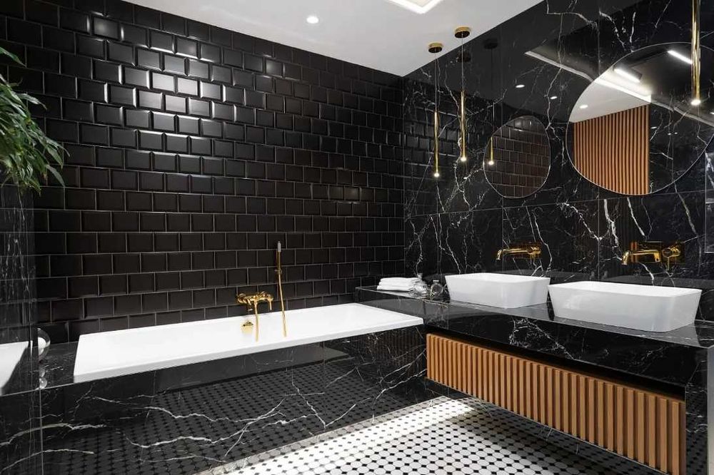 Płytki Gresowe 60x60 SPIDER BLACK HIGH GLOSSY Czarne z Marmurkiem