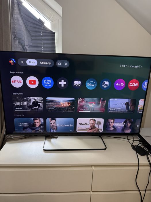 Telewizor Sharp 50GR8765E 50" QLED 4K 144Hz Google TV Funkcje AI Dolby Vision IQ Dolby Atmos DTS X HDMI 2.1 DVB-T2 jak nowy na gwarncji