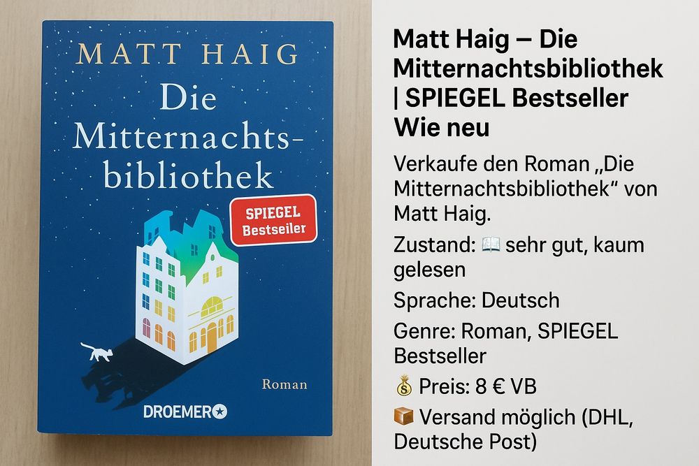 Книга німецькою мовою — Die Mitternachtsbibliothek, стан ідеальний