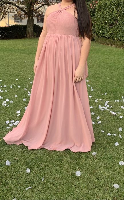 Vestido Festa Rosa Chá