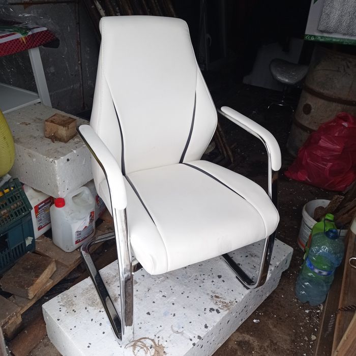 Krzesło białe 2 szt ekoskóra oparcie