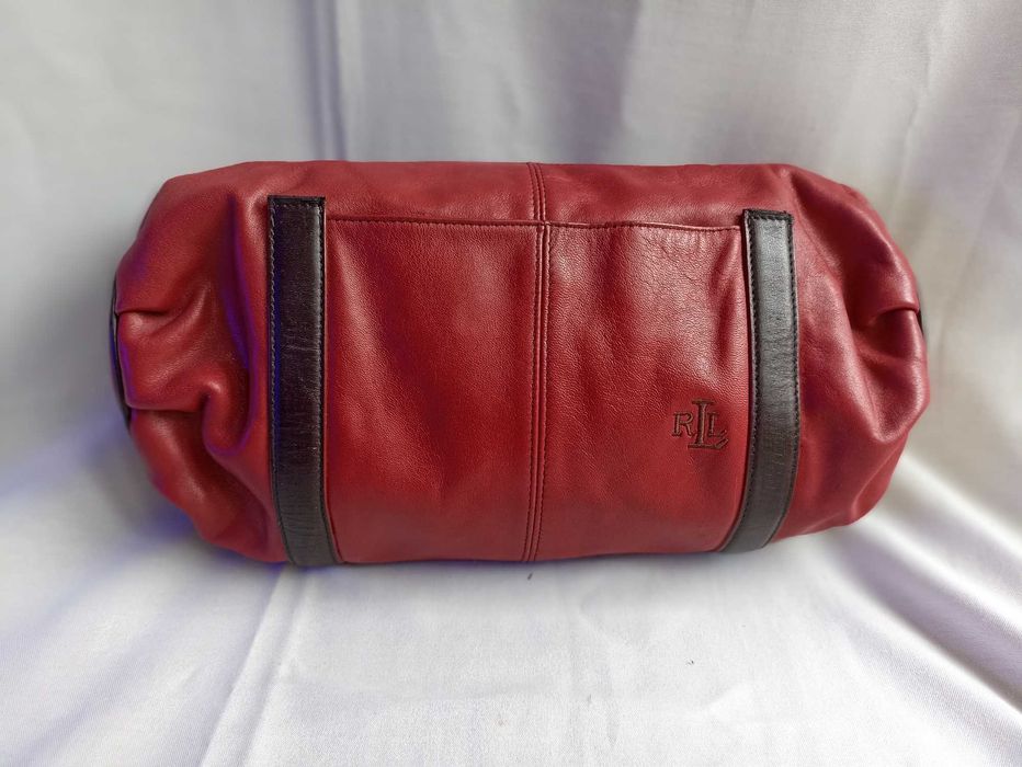 Ralph Lauren oryginalna torebka kopertówka wiśniowa skóra naturalna