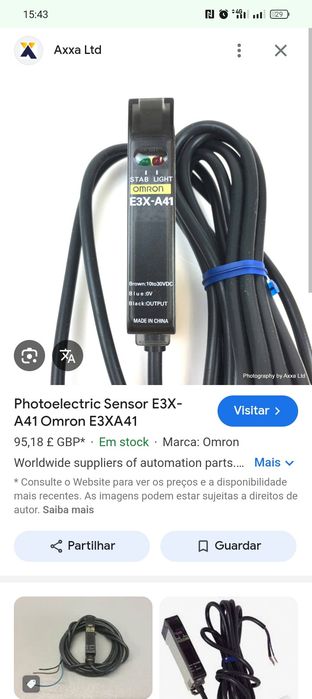 Sensor fotoelétrico omron e3xa41
