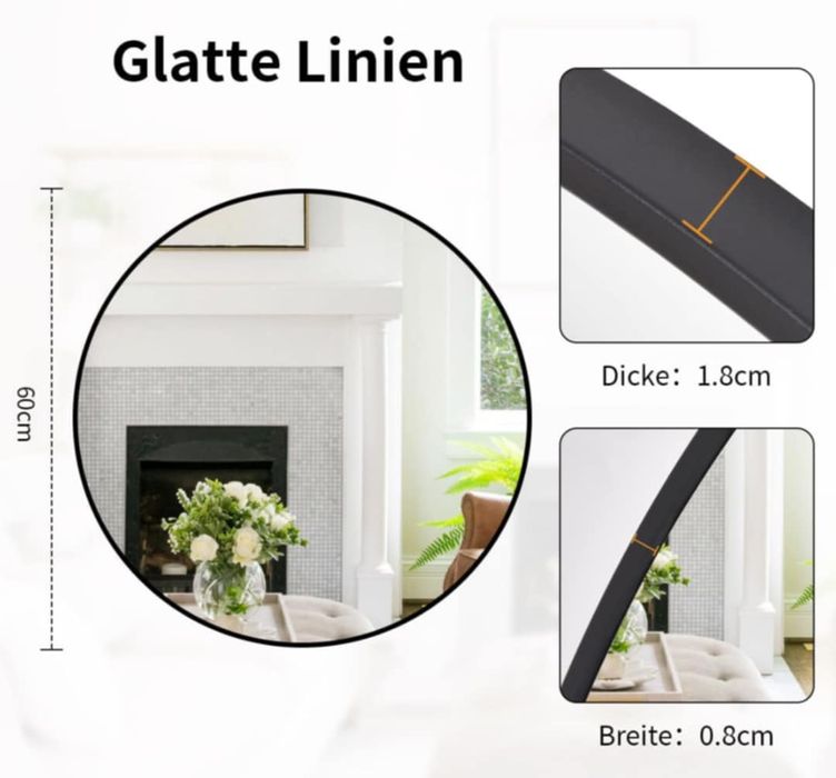 Koonmi Okrągłe Lustro, 60 cm czarne