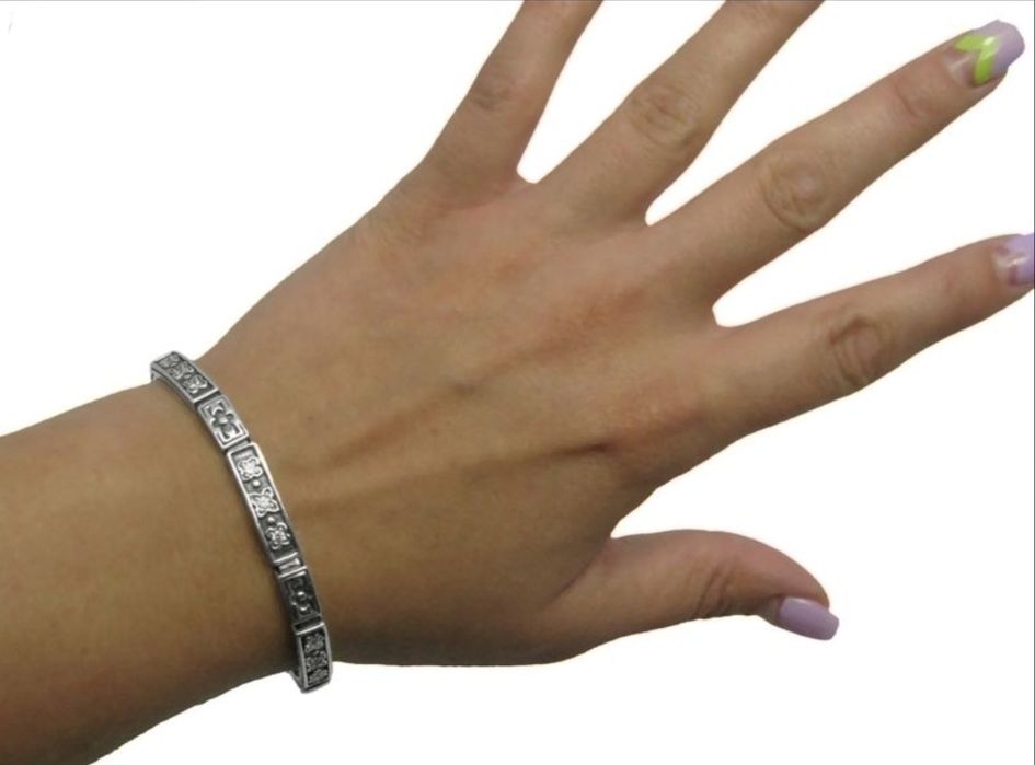 Серебряний браслет 925 проба《Фиалка》женский》