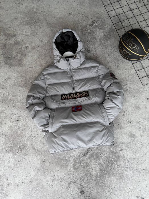 !БЕЗ Передплат! !БЕЗ Передплат! Зимовий Анорак Napapijri Skidoo Light Grey / Чоловіча зимова куртка Напапірі Скідо Сіра