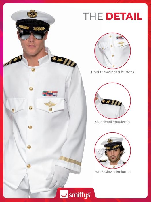 Luksusowy Strój Kapitana Marynarki dla Dorosłych Rozmiar Xl