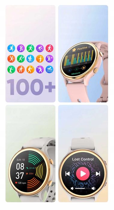 ZESTAW Smartwatch damski polskie menu pomiary sport rozmowy 3 paski