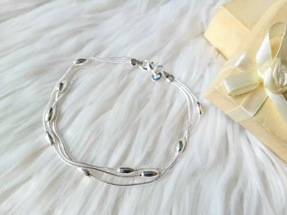 Nowa srebrna próby 925 bransoletka z łezkami