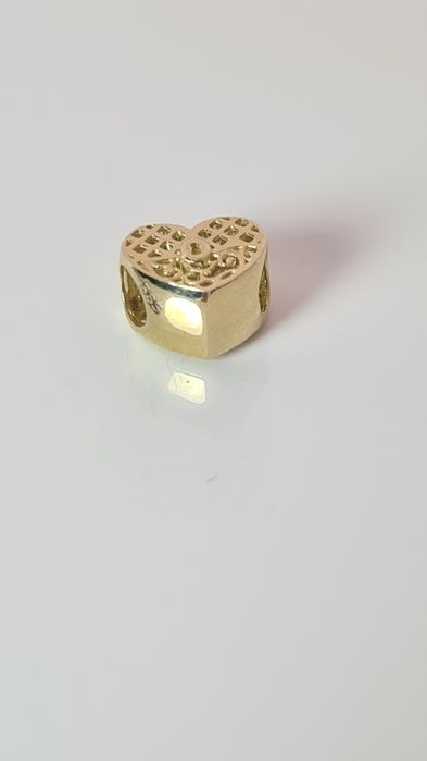 Złoty charms serce kłódka ażurowy p. 585