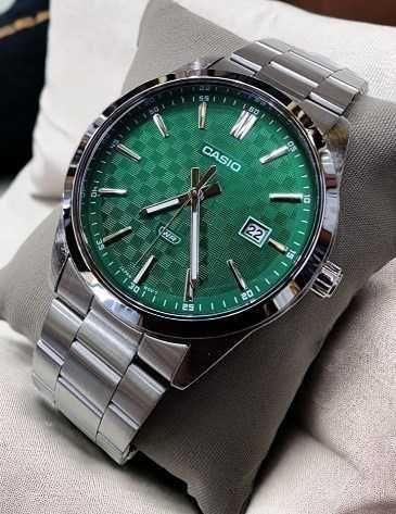 Трендовий годинник Casio MTP-VD03D-3A1 Зелений циферблат Касіо оригінал