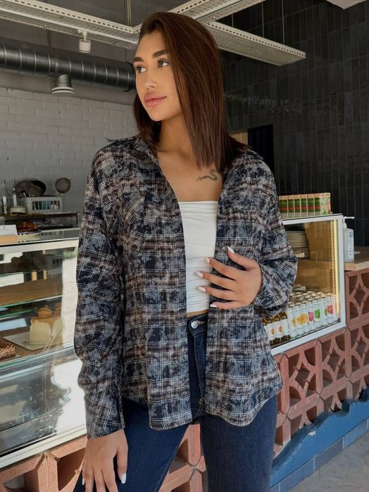 Стильна фланелева сорочка оверсайз