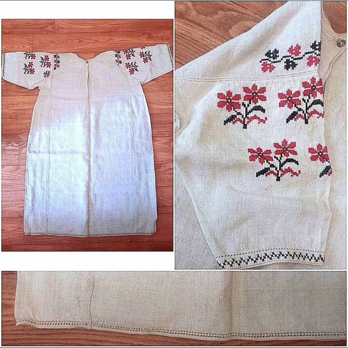 Українська старовинна сорочка вишиванка з м'якого домотканого полотна
