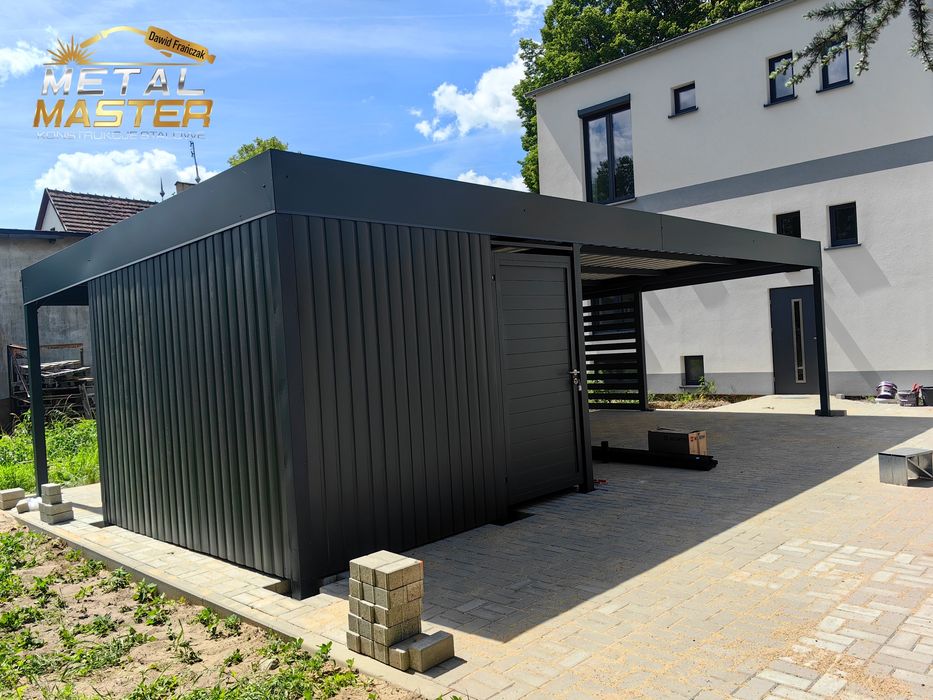 Wiata 9x5m z pomieszczeniem gospodarczym PRODUCENT na 2 auta