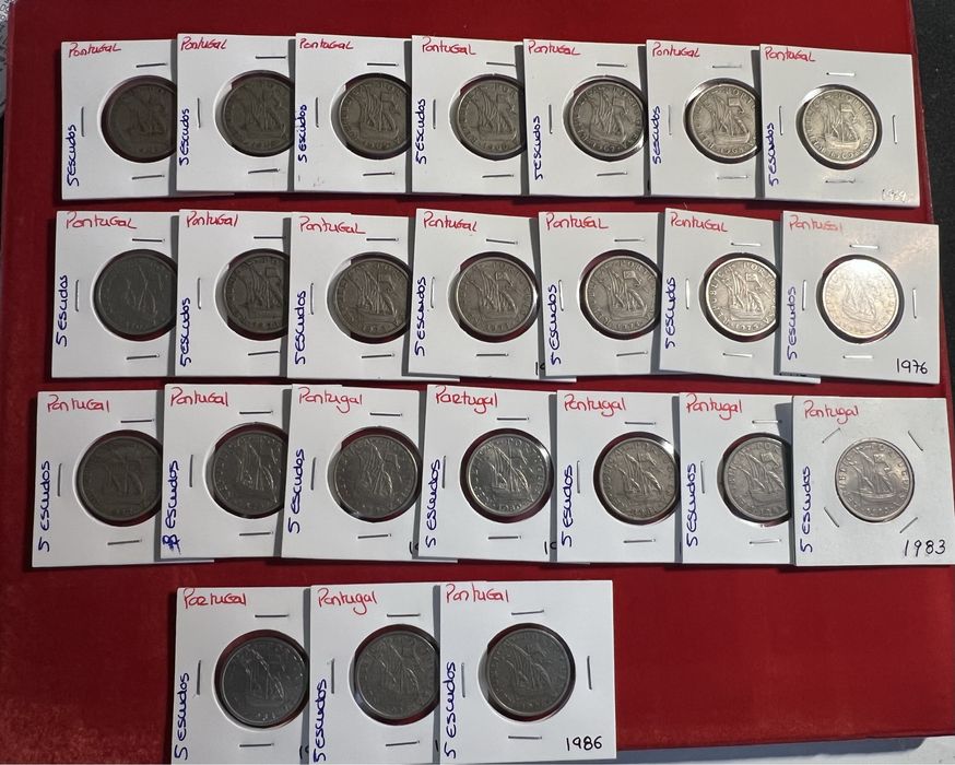 Coleção 5 escudos de cupro niquel completa