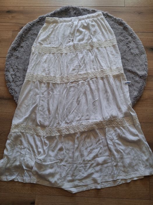 Biala maxi długa spodnica muslinowa bawelniana boho