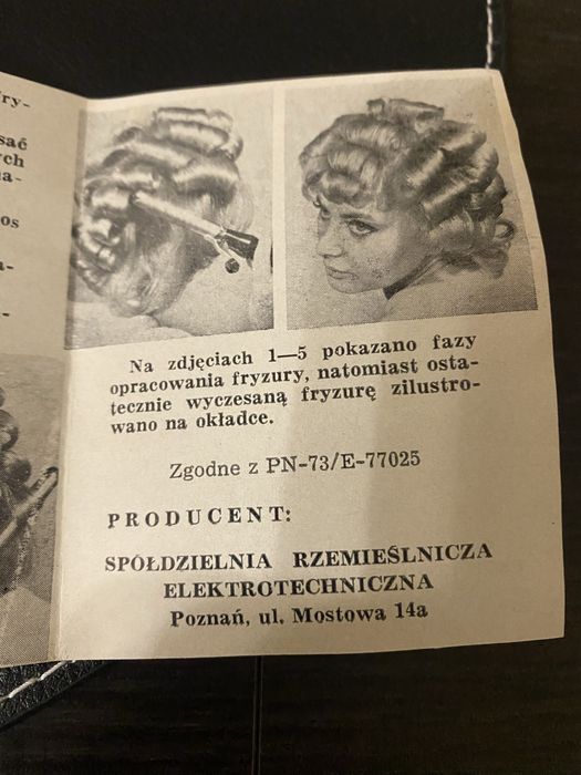 Lokowka elektryczna do wlosow Fala Poznan PRL 1976