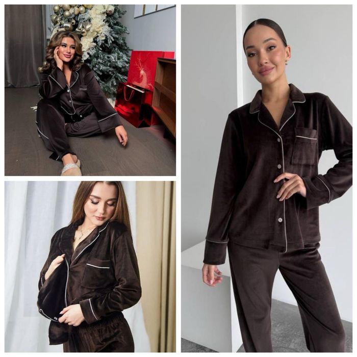 Велюрова жіноча плюшева піжама для жінок розмір S M L XL