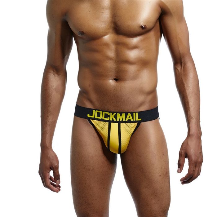 Sexy Męskie Sportowe Jockstrapy z Siatką i Kieszonką na Trening - M
