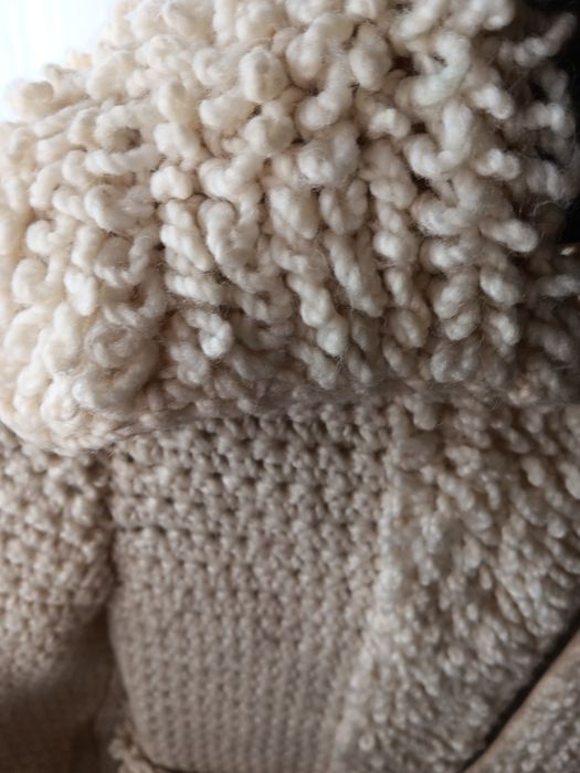 Casaco vintage pura lã tricotado à mão