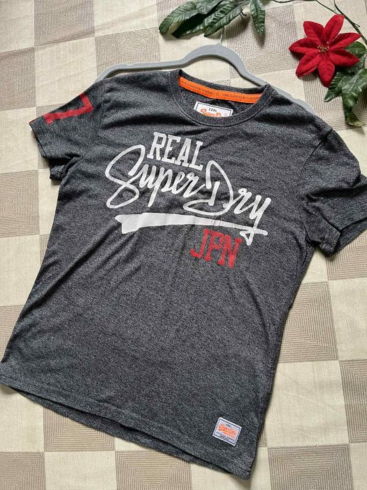 Superdry M koszulka szara t-shirt logo markowa wyprzedaż