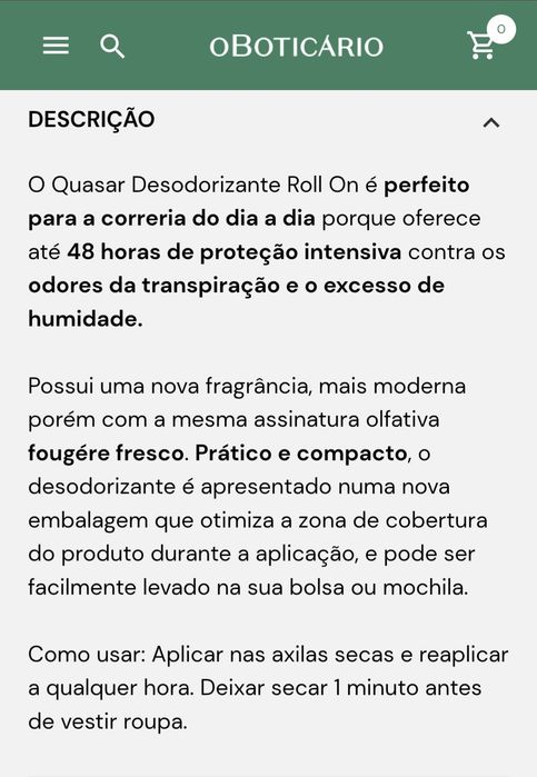 Desodorizante Roll-On 55ml Quasar Blue Boticário
