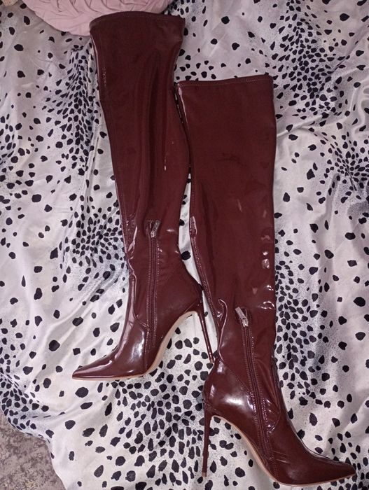 Lakierowane lateksowe mega długie kozaki Steve Madden Vava HIT!