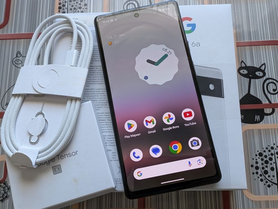 Супер Стан Google Pixel 6a Snow 8-128Gb/Neverlock/2-Sim/NFC/112 циклів