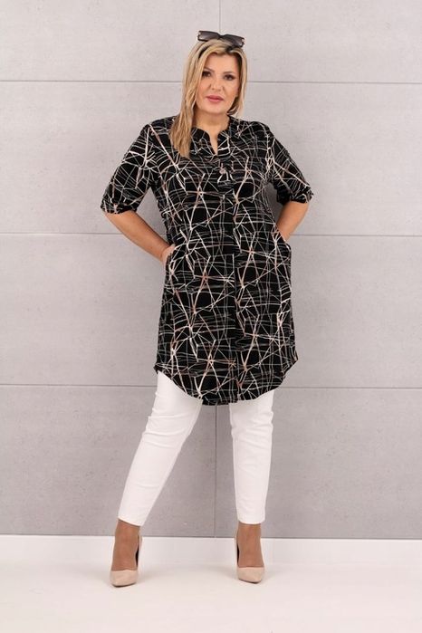 Tunika Z Kieszeniami Duże Rozmiary Polski Producent Sukienka Elastyczn