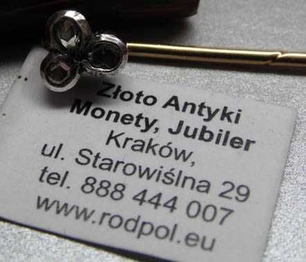 XIX/XX w. szpila szpilka z diamentami Wiedeń.
