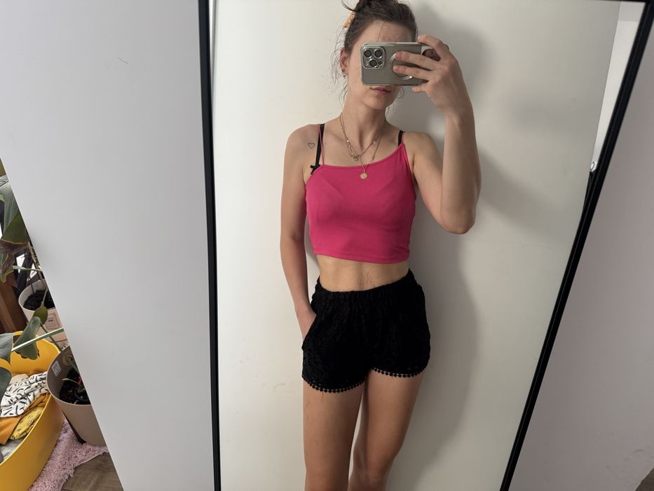 Bluzeczka top crop różowy prążek