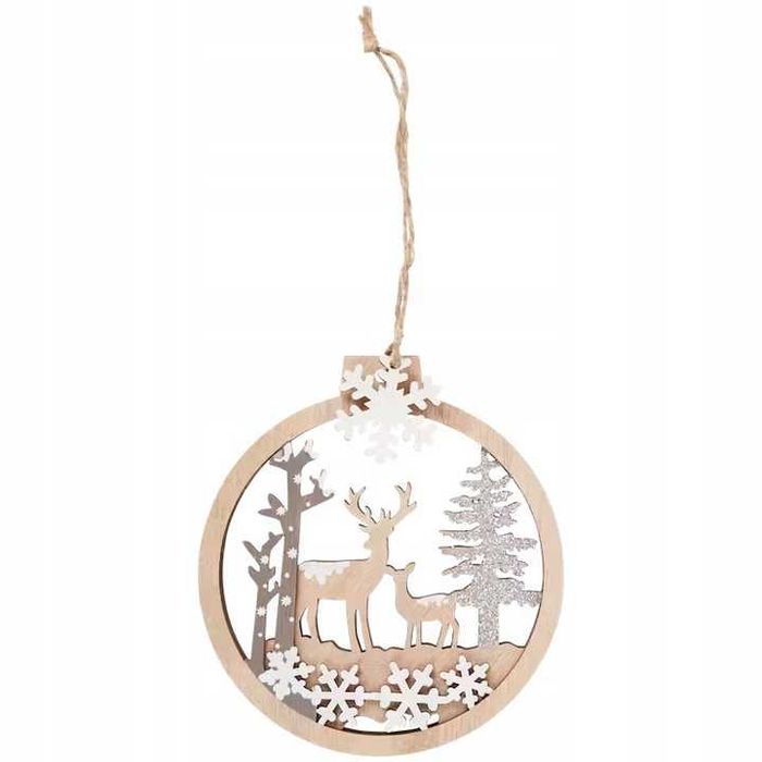 Zawieszka Świąteczna drewniana, Boże Narodzenie, śr. 11 cm Las