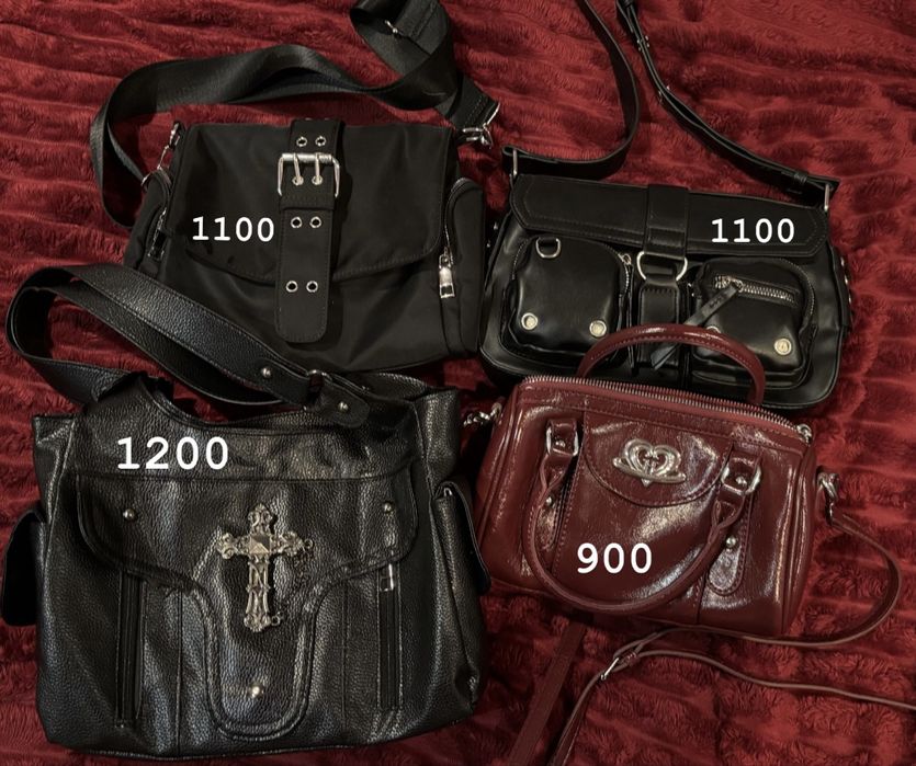 сумки готические, y2k, черные, японский стиль, панк