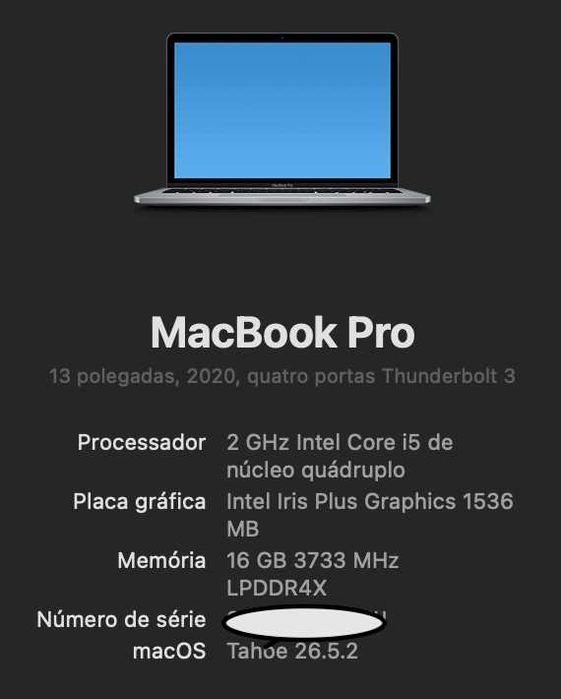 Macbook Pro ano 2020