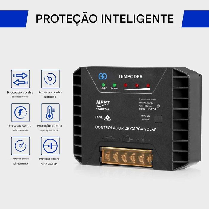 ATEMPOWER Controlador De Carga Solar MPPT  12V-24V, 20A