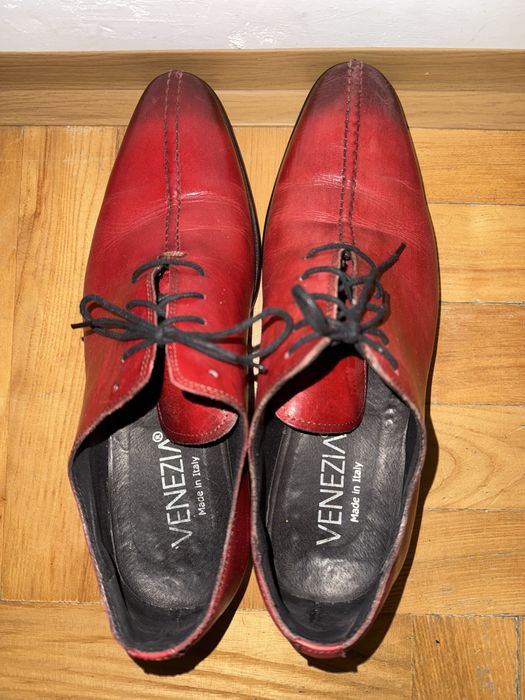 buty venezia czerwone skórzane